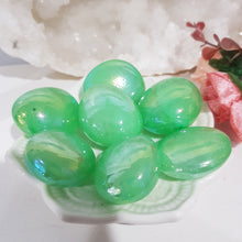 Load image into Gallery viewer, Titanium Aura Quartz Green Crystal Tumble Stone 25mm - 30mm