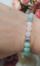 Load image into Gallery viewer, Amazonite, Rose Quartz & Hematite Crystal Bracelet Gemstones 8mm 7.5inch bracelet. Hope, Love & Protective energy