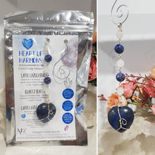 Load image into Gallery viewer, HEART OF HARMONY - PEACE | LOVE | PROTECTION - Lapis Lazuli Crystal Heart Silver Wired Energy Enhancer© / Hanger / Sun Catcher 175mm