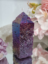 Load image into Gallery viewer, Titanium Aura Sphalerite Tower Point Stone 70mm
Inspires Spiritual Development and Uplifts
Lovely Titanium Aura Sphalerite crystal point tower.