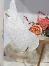 Load image into Gallery viewer, Angel Wings on Stand Selenite Crystal Carving Stone 180mm 3 LOVELY