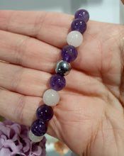 Load image into Gallery viewer, Beautiful POWERHEALER Crystal Beaded Bracelet. Amethyst, Rose Quartz, Quartz & Hematite. 8mm