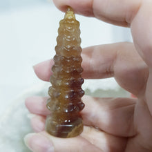Load image into Gallery viewer, Temple Fluorite Crystal Carving Stone Point 60mm 14