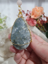 Load image into Gallery viewer, "ORACLE EGG" Celestite Crystal Stone Gold Wired Crystal Energy Enhancer© Hanger Ornament Suncatcher 200mm | Divine Connection, Harmony & Intuition