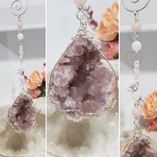 Load image into Gallery viewer, Grace-and-Connection-Crystal-Energy-Enhancer-Hanger-Ornament-Suncatcher-Pink-Amethyst-Geode-Stone-Moonlight-Crystals-Australia