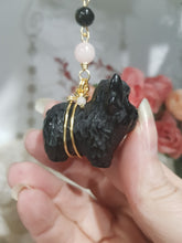 Load image into Gallery viewer, Mooo-ve-your-Energy-Energy-Black-Obsidian-Highland-Cow-Stone-Crystal-Energy-Enhancer-Hanger-ornament-suncatcher