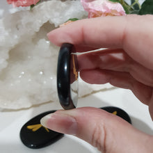 Load image into Gallery viewer, Black Obsidian Worry Stone with Dragonfly Embossed Crystal Carving 45mm
