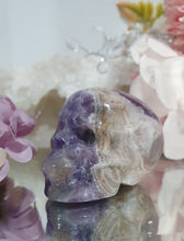 Load image into Gallery viewer, Skull Amethyst Agate Crystal Carving Stone.
INSPIRES INTUITION AND WELL BEING
Beautiful polished Amethyst Agate Skull Crystal Carving Stone.
