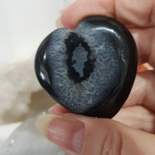 Load image into Gallery viewer, Heart Black Agate Crystal Carving on Stand Stone 40mm 9