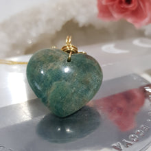 Load image into Gallery viewer, Amazonite Heart Crystal Pendant Gold Wired Gemstone 40mm (chain NOT included) P170
