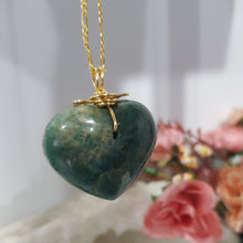 Load image into Gallery viewer, Amazonite Heart Crystal Pendant Gold Wired Gemstone 40mm (chain NOT included) P170