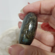 Load image into Gallery viewer, Labradorite crystal Palm Stone Stone 42mm 9 CHIPS / SCRATCHES
