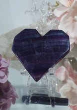 Load image into Gallery viewer, Heart Fluorite Crystal Carving Stone on Stand 50mm | Inspires Concentration & Stability