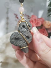 Load image into Gallery viewer, "SERPENT OF TRANSFORMATION" Black Obsidian Snake Stone Gold Crystal Energy Enhancer© | Hanger | Ornament | Suncatcher 200mm | Inspires change & Protection