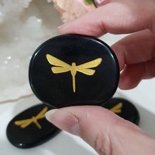 Load image into Gallery viewer, Black-Obsidian-Worry-Stone-Dragonfly-Moonlight-Crystals-Australia