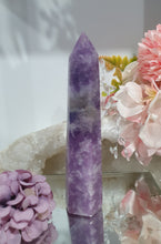 Load image into Gallery viewer, Lepidolite Crystal Tower Stone . Discounted as he is a big wobbly
STONE OF TRANSITION
Beautiful Lepidolite Tower stone. this is lovely but shes a tad wobbly.