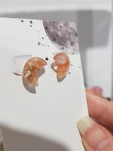 Load image into Gallery viewer, Moon Fire Quartz Crystal STUD EARRINGS Gemstone 12mm E82