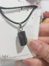 Load image into Gallery viewer, Black-Tourmaline-Raw-Stone-Pendant-Necklace-Moonlight-Crystals-Australia