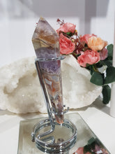 Load image into Gallery viewer, Amethyst-Sceptor-Tower-on-Silver-Stand-Crystal-Carving-Stone-Moonlight-Crystals-Australia