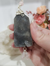 Load image into Gallery viewer, MIDNIGHT SPARKLE - HARMONY | LOVE | PROTECTION - Black Sphalerite Tower Stone Silver Crystal Energy Enhancer© | Hanger | Ornament | Sun catcher 220mm
