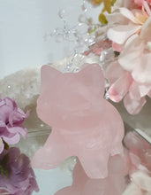Load image into Gallery viewer, Rose Quartz Stalking Cat Animal Crystal Carving Stone. shes a tad wobbly but still lovely
Inspires love and harmony