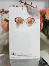 Load image into Gallery viewer, Moon Fire Quartz Crystal STUD EARRINGS Gemstone 12mm E82