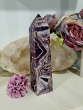 Load image into Gallery viewer, Beautiful Chevron Crystal Amethyst Stone Tower Obelisk. Inspires Insight and spirituality