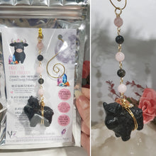Load image into Gallery viewer, Mooo-ve-your-Energy-Energy-Black-Obsidian-Highland-Cow-Stone-Crystal-Energy-Enhancer-Hanger-ornament-suncatcher