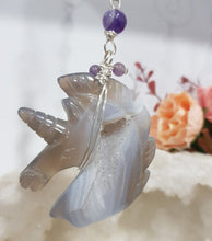 Load image into Gallery viewer, Magical-Unicorn-crystal-energy-enhancer-Agate-stone-suncatcher-ornament-hanger