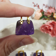 Load image into Gallery viewer, Handbag Amethyst Crystal Carving Stone gold handle 20mm hand bag