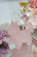 Load image into Gallery viewer, Rose Quartz Stalking Cat Animal Crystal Carving Stone. shes a tad wobbly but still lovely
Inspires love and harmony