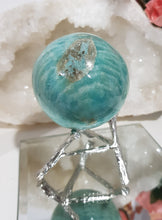 Load image into Gallery viewer, Amazonite-Sphere-Crystal-Carving-on-Stand-Stone-Moonlight-Crystals-Australia