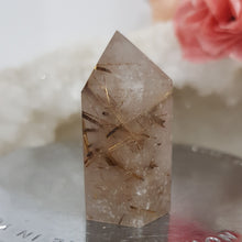 Load image into Gallery viewer, Golden Rutile in Quartz Crystal Point Stone 40mm 3 STUNNING!