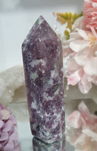 Load image into Gallery viewer, Lepidolite Crystal Tower Stone . Discounted as tip is broken
STONE OF TRANSITION
Beautiful Lepidolite Tower stone. this is lovely but tip is broken.