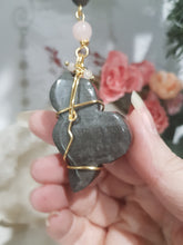 Load image into Gallery viewer, "SERPENT OF TRANSFORMATION" Black Obsidian Snake Stone Gold Crystal Energy Enhancer© | Hanger | Ornament | Suncatcher 200mm | Inspires change & Protection