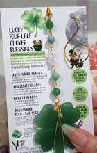 Load image into Gallery viewer, LUCKY FOUR-LEAF CLOVER BLESSINGS" Handcrafted Aventurine Crystal Carving Gold Stone Crystal Energy Enhancer© / Hanger / Ornament / Suncatcher
Promotes GOOD FORTUNE | HOPE | MAGIC | PROTECTION
A four-leaf clover Symbolises good luck and abundance. It is believed if you hold a four-leaf clover you will gain the ability to see fairies and leprechauns and find their treasures.
Beautiful Aventurine four-leaf clover crystal carving beaded with Amazonite, Aventurine and Quartz. Wire wrapped in Gold.