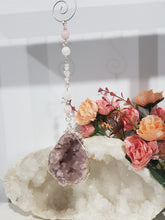 Load image into Gallery viewer, Grace-and-Connection-Crystal-Energy-Enhancer-Hanger-Ornament-Suncatcher-Pink-Amethyst-Geode-Stone-Moonlight-Crystals-Australia