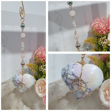 Load image into Gallery viewer, "HEART OF A UNICORN" Aura Howlite Heart gold Crystal Energy Enhancer© Hanger Ornament Suncatcher 190mm | Inspires Nurturing, Love and Magick