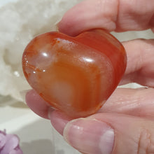 Load image into Gallery viewer, Stunning Carnelian Heart Crystal Carving on Stand. Inspires Sensuality and Self Confidence. Fantastic Druzy