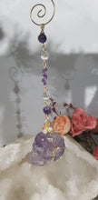 Load image into Gallery viewer, Angelica-the-Intuitive-Amethyst-Skull-Crystal-Energy-Enhancer-Stone-Hanger-Suncatcher-Ornament