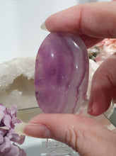 Load image into Gallery viewer, Fluorite Crystal Palm Stone palmstone on plastic stand.
Inspires CONCENTRATION AND STABILITY
Lovely Fluorite Crystal Palm stone on plastic stand. So pretty.