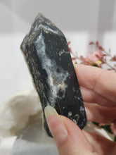 Load image into Gallery viewer, Black Sphalerite Crystal Point Tower Stone 90mm 16 SO SPARKLY!