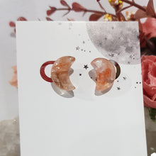 Load image into Gallery viewer, Moon Fire Quartz Crystal STUD EARRINGS Gemstone 12mm E82
