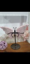 Load image into Gallery viewer, Pink Opal Butterfly Wings Crystal Carving Stone on Stand.
Inspires Compassion and Nurturing