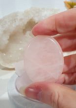 Load image into Gallery viewer, Worry Stone" Rose Quartz Crystal Carving Stone.
INSPIRES UNCONDITIONAL LOVE & HARMONY
What is a worry Stone? Perfectly shaped for your thumb, this crystal worry stone connects you to positive energy. Rubbing its smooth surface allows it to act as a powerful vessel for emotional release from anxiety and stress.
Lovely Rose Quartz crystal worry stone crystal carving. Pop in your bag and keep with you to alleviate stress. Intuitively ( Randomly) chosen.