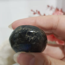 Load image into Gallery viewer, Labradorite crystal Palm Stone Stone 42mm 9 CHIPS / SCRATCHES