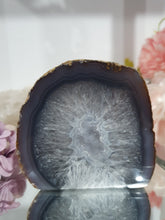 Load image into Gallery viewer, Agate Geode Polished Crystal Stone
SOOTHES AND GROUNDS
Beautiful polished Agate Geode Crystal with lovely druzy!.