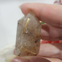 Load image into Gallery viewer, Golden Rutile in Quartz Crystal Point Stone 40mm 3 STUNNING!