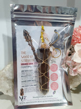 Load image into Gallery viewer, WAND OF STRENGTH" Handcrafted Smoky Quartz Tower Point Stone Gold Crystal Energy Enhancer© Hanger Ornament Suncatcher
Inspires GROUNDING | LOVE | STABILITY
Gorgeous Smoky Quartz crystal tower beaded with Smoky Quartz, Rose Quartz and Herkimer Diamond. Wire wrapped in gold