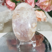 Load image into Gallery viewer, Pink-Amethyst-Flower-Agate-Palm-Stone-Crystal-Stone-on-Stand-Moonlight-Crystals-Australia-for-sale-buy-now-Online-Crystal-Store